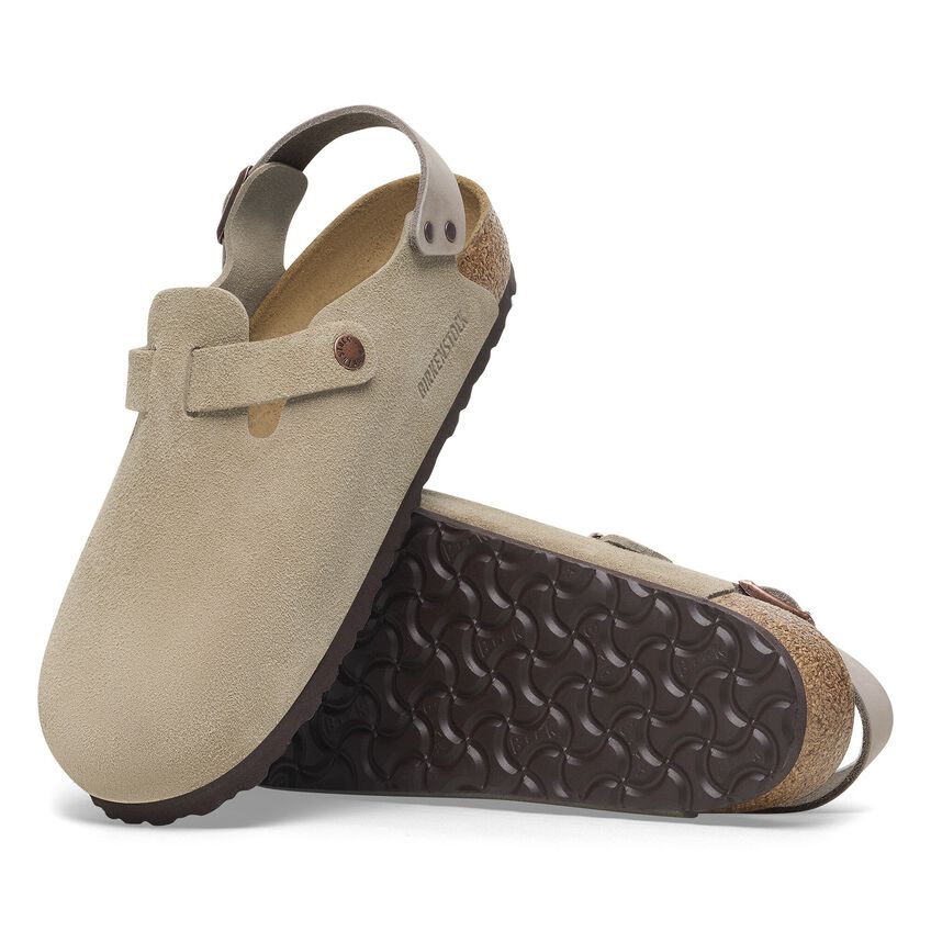 Birkenstock Tokio Taupe,suede Leather -calz.s Uomo