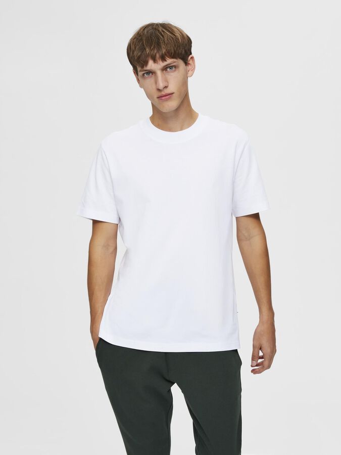 Selected Homme Slhrelaxcolman Ss O-neck Tee Noos Uomo Bright White