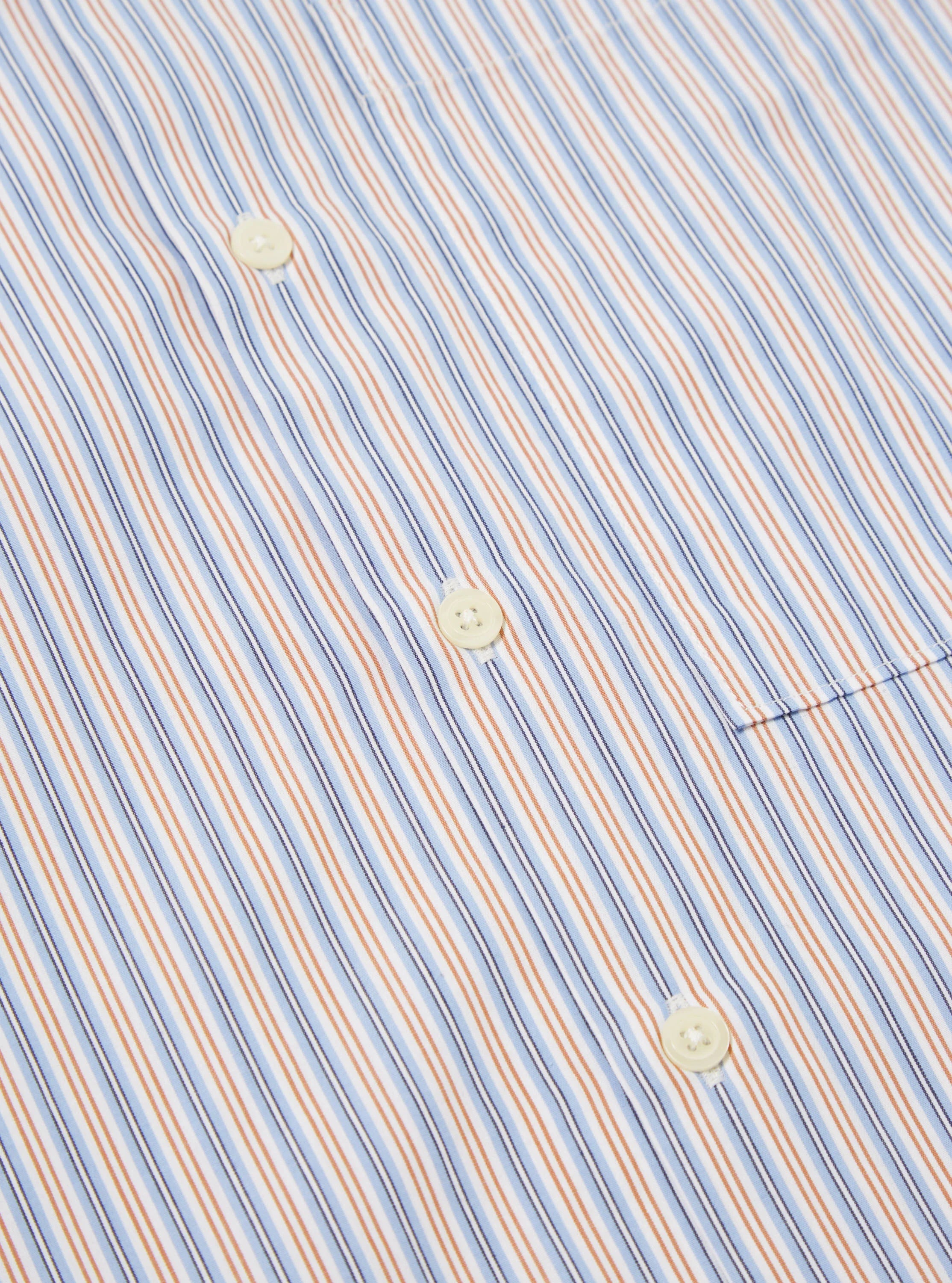 Universal Works Square Pocket Shirt Busy Stripe Cotton Uomo