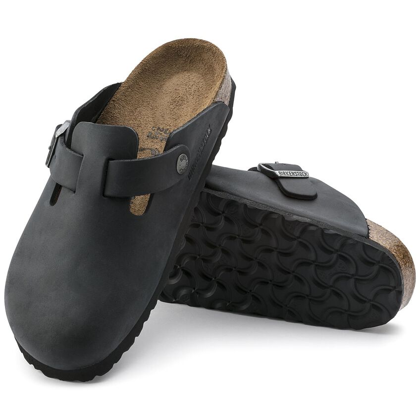 Birkenstock Boston Black,suede Leather-calz.s Uomo