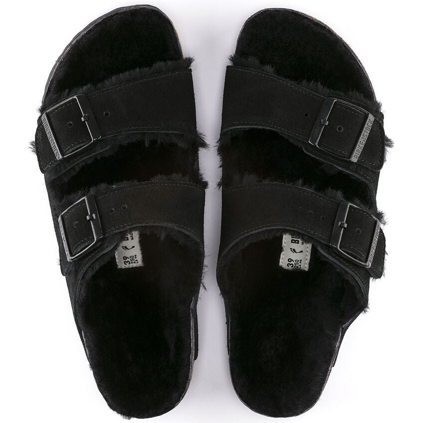 Birkenstock Arizona Shearling Black/black,suede Leather-calz.s Uomo - 5