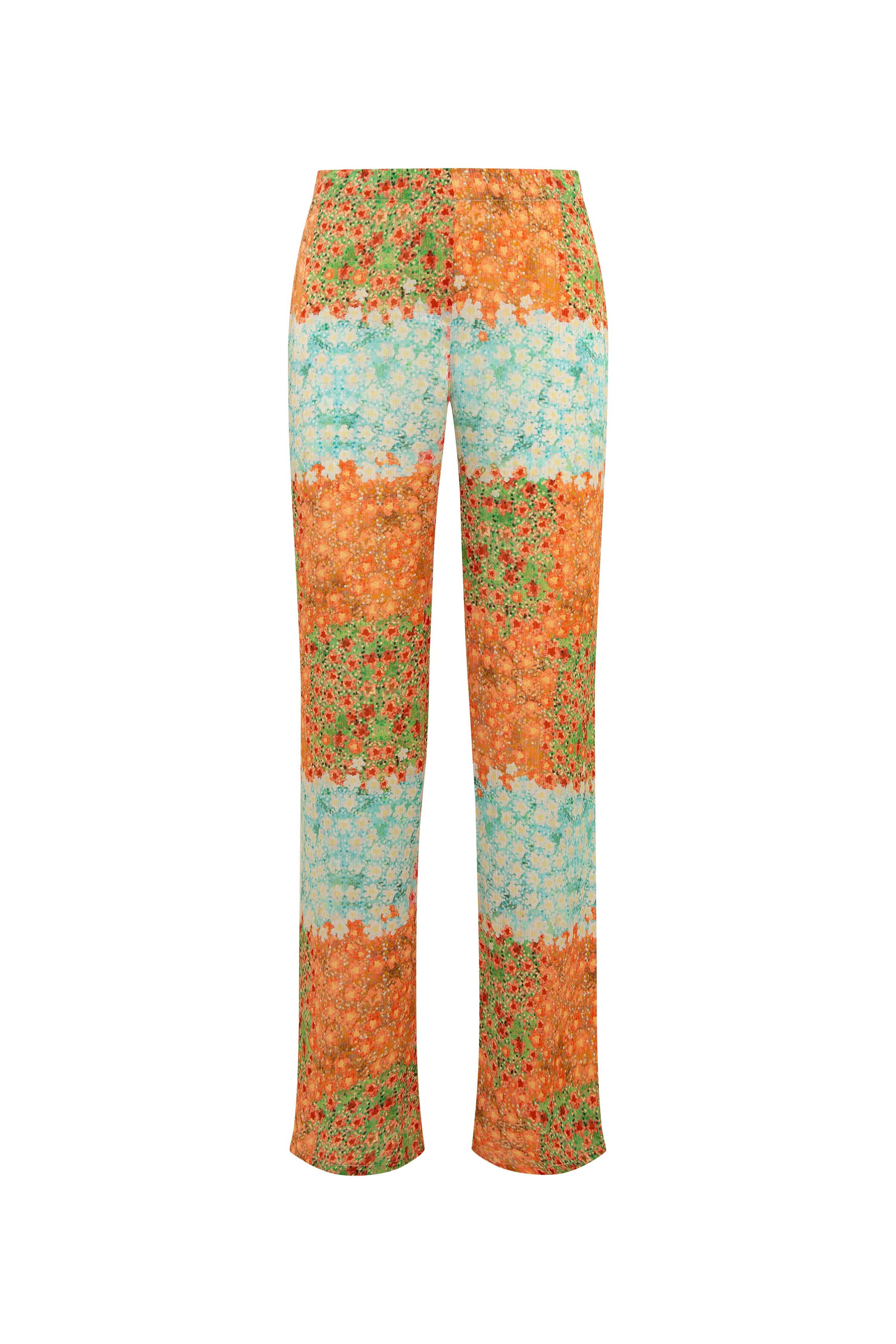 Siedres Sole Floral Printed Flared Wide-leg Crinkled Pants Donna - 5
