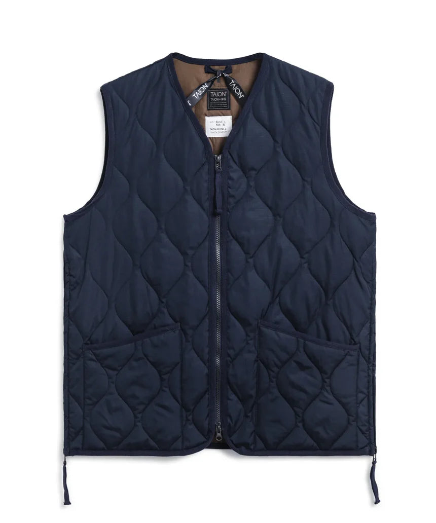 Taion Military Zip V Neck Down Vest Uomo