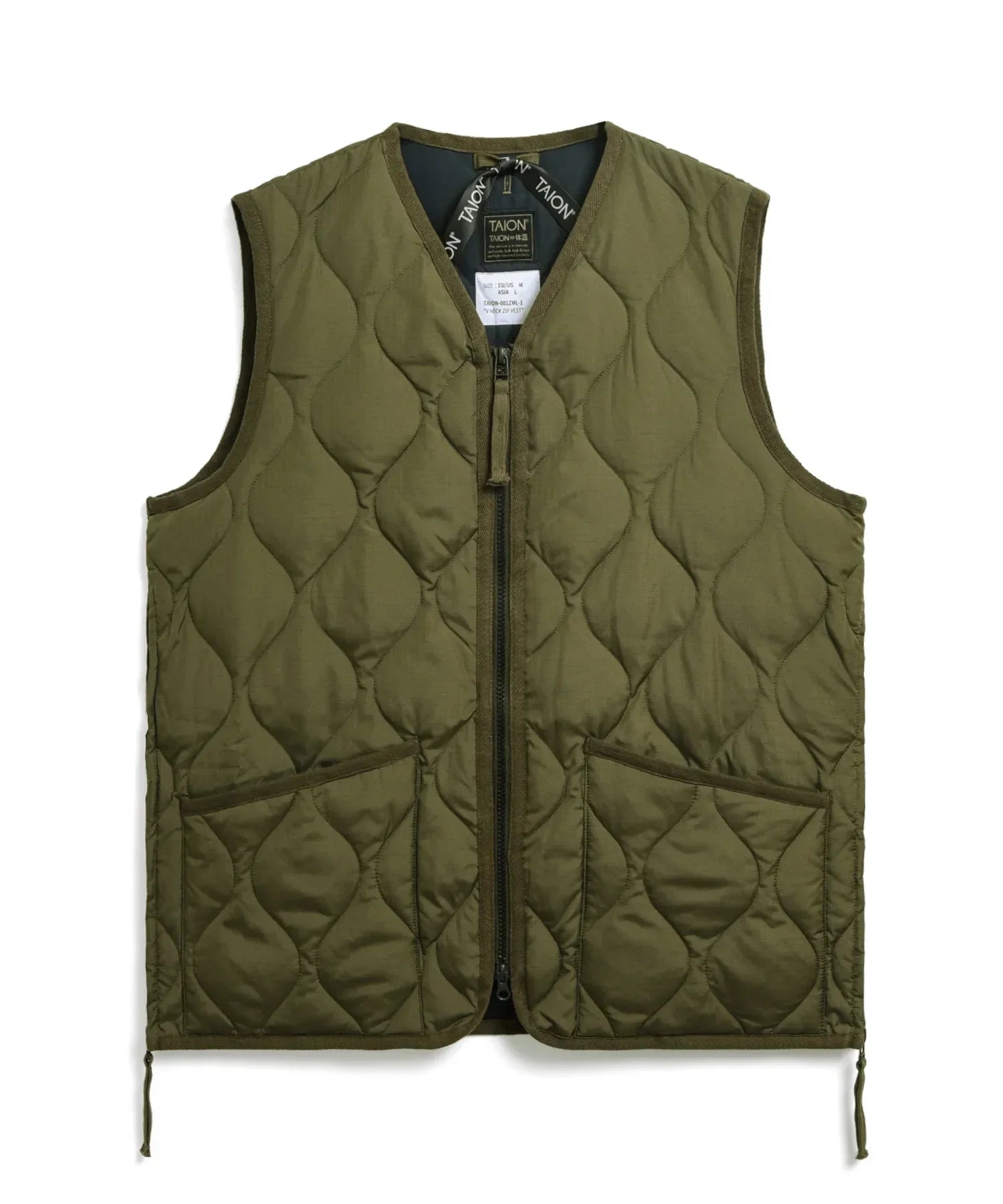 Taion Military Zip V Neck Down Vest Uomo