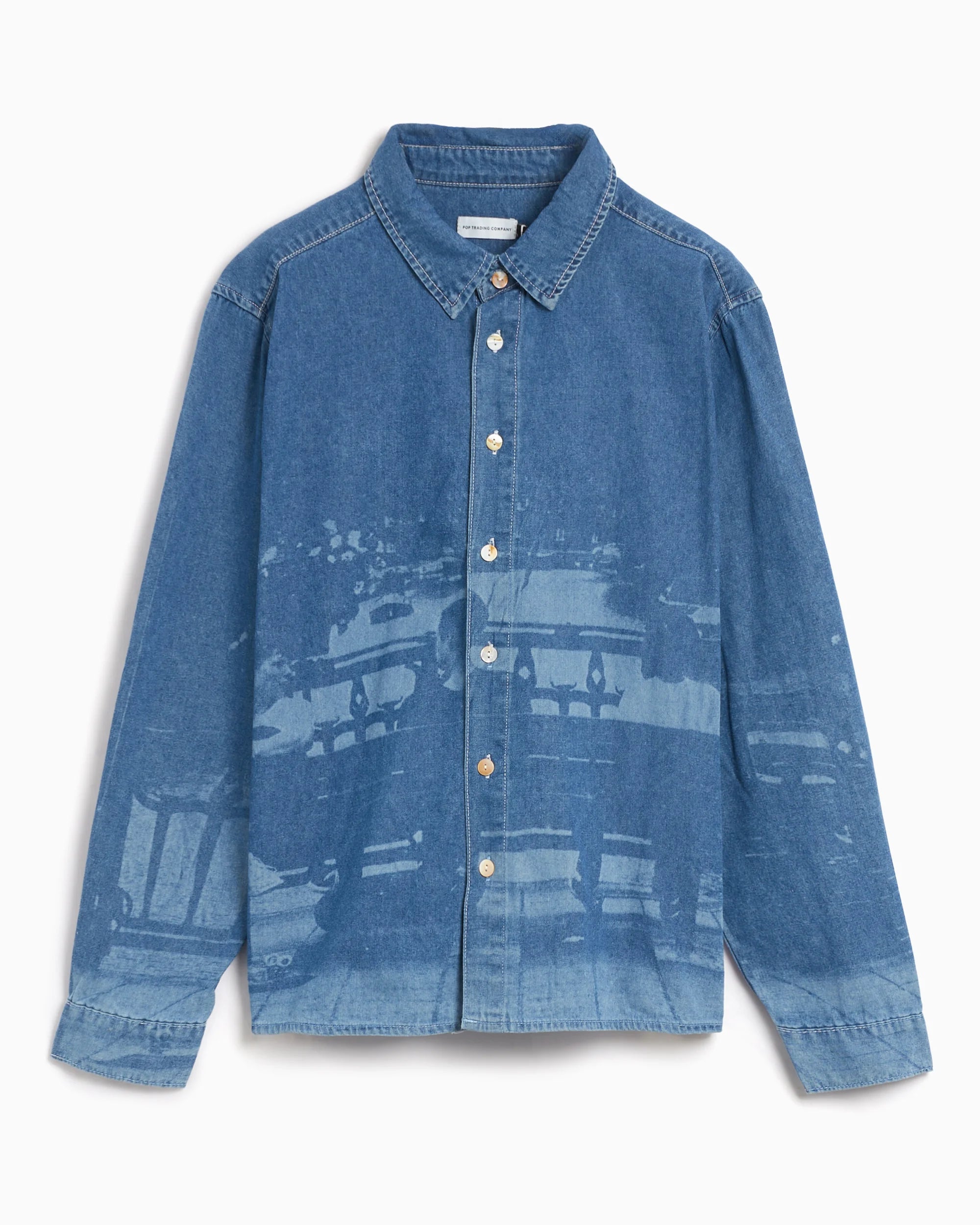 Pop Printed Denim Shirt Uomo