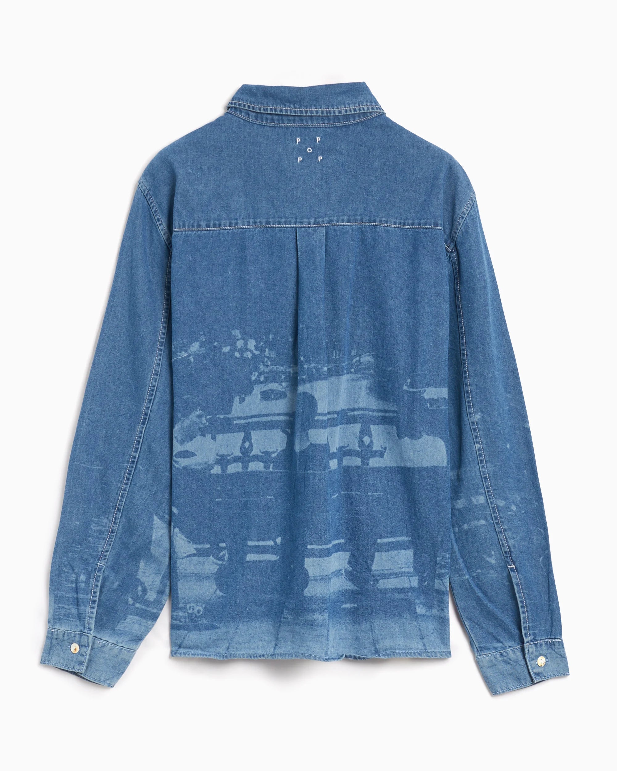 Pop Printed Denim Shirt Uomo